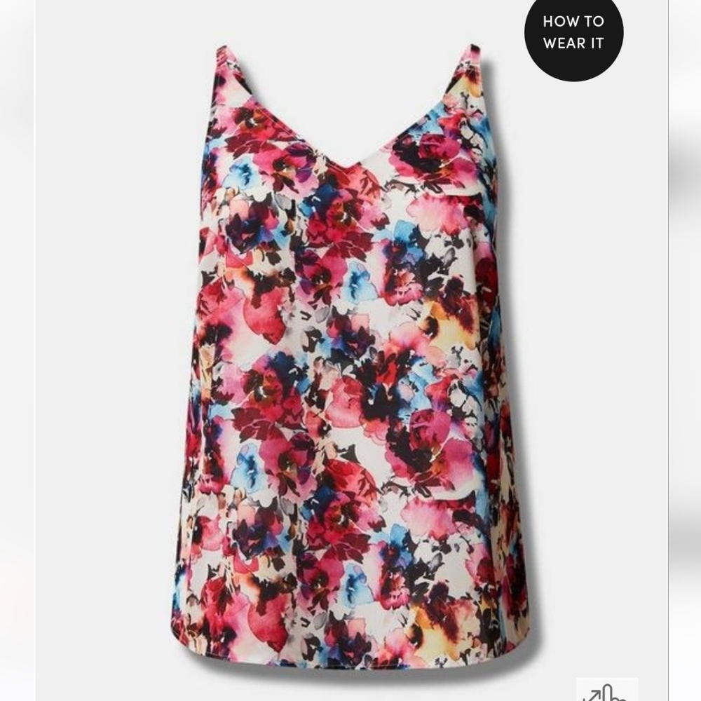🆕️🪷 3X BRIGHT FLORAL GEORGETTE V-NECK CAMI🪷